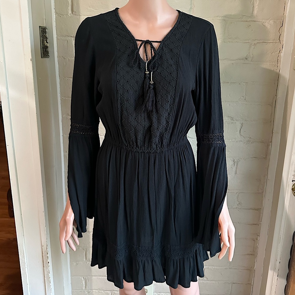 Knox Rose size small black boho long sleeve flowy dress